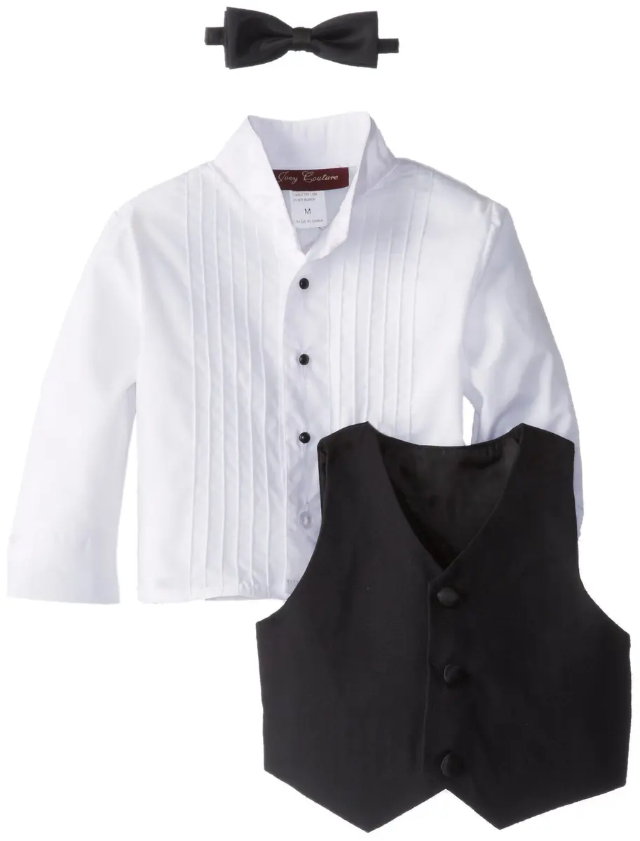 Joey Couture Baby Boys' Tuxedo Suit No Tail, Black, 18 Months | Elegant Formalwear for Special Occasions - view 2