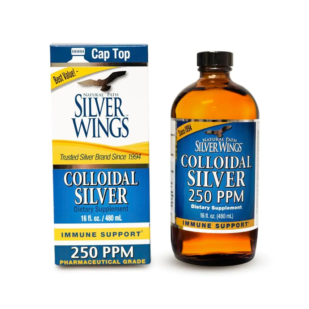 Natural Path Silver Wings Colloidal Silver Liquid - 250ppm (1250mcg) - 16 fl oz | Immune Support, Doctor Developed - main product image