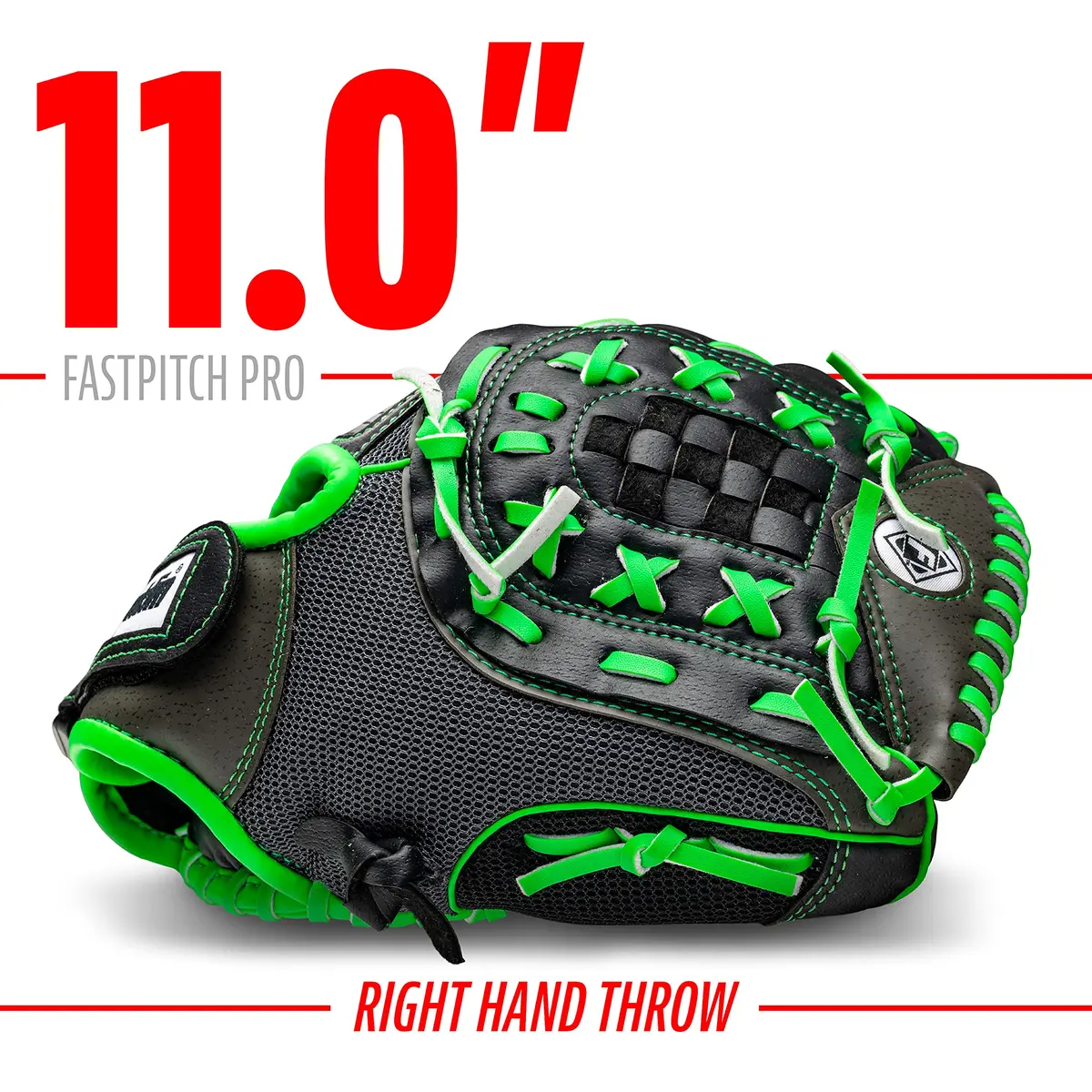 Franklin Sports Windmill Series 11" Lightweight Softball Glove | Youth Fastpitch, Lime/Gray - view 4