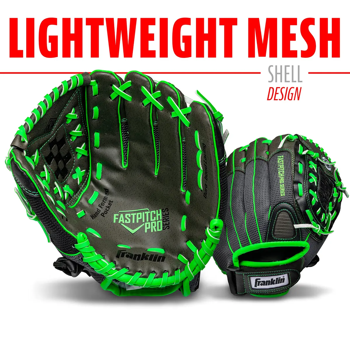 Franklin Sports Windmill Series 11" Lightweight Softball Glove | Youth Fastpitch, Lime/Gray - view 5
