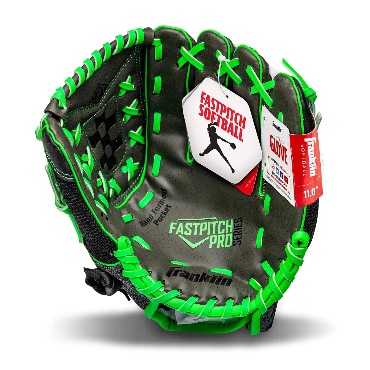 Franklin Sports Windmill Series 11" Lightweight Softball Glove | Youth Fastpitch, Lime/Gray - view 9