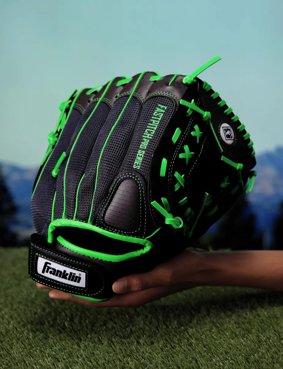 Franklin Sports Windmill Series 11" Lightweight Softball Glove | Youth Fastpitch, Lime/Gray - view 2