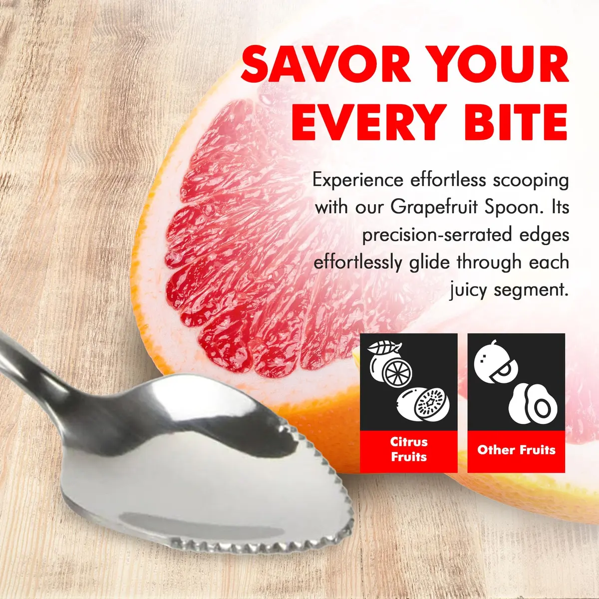 Chef Craft Serrated Grapefruit Spoon 6.5 Inches | Stainless Steel, Dishwasher Safe - view 3