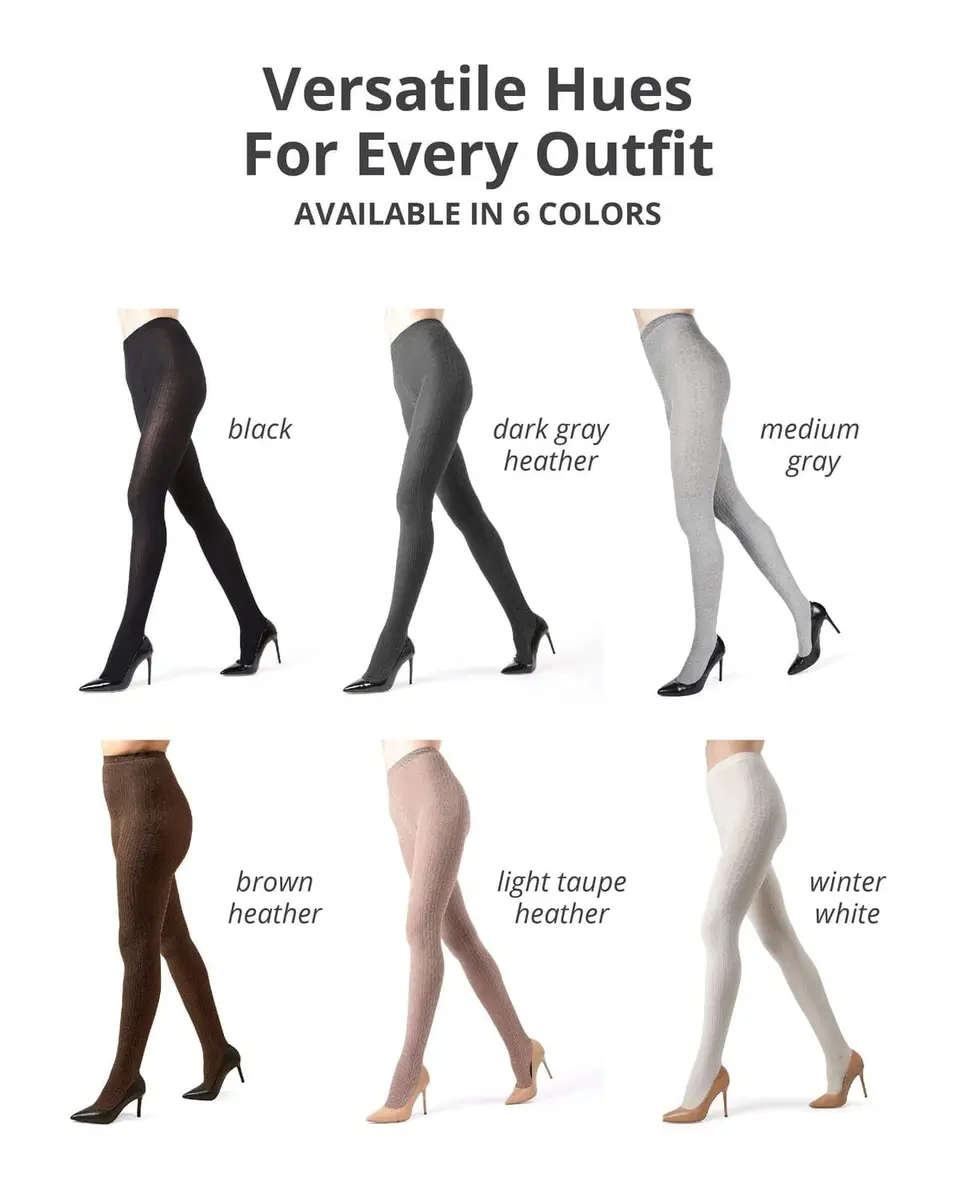 MeMoi Portland Cable Knit Sweater Tights | Warm Opaque Winter Tights for Women - view 7