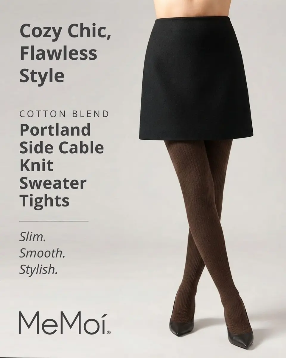 MeMoi Portland Cable Knit Sweater Tights | Warm Opaque Winter Tights for Women - view 2