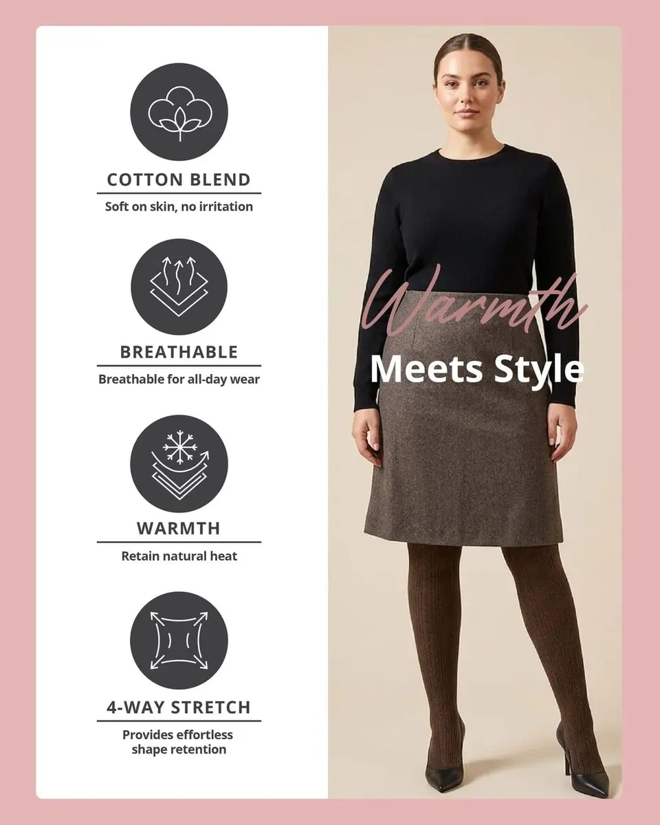 MeMoi Portland Cable Knit Sweater Tights | Warm Opaque Winter Tights for Women - view 3