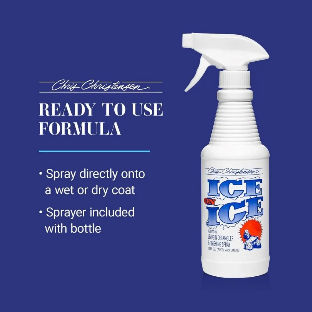 Chris Christensen Ice on Ice Detangler & Finishing Dog Spray 16 oz | Conditions & Protects Coat - view 3