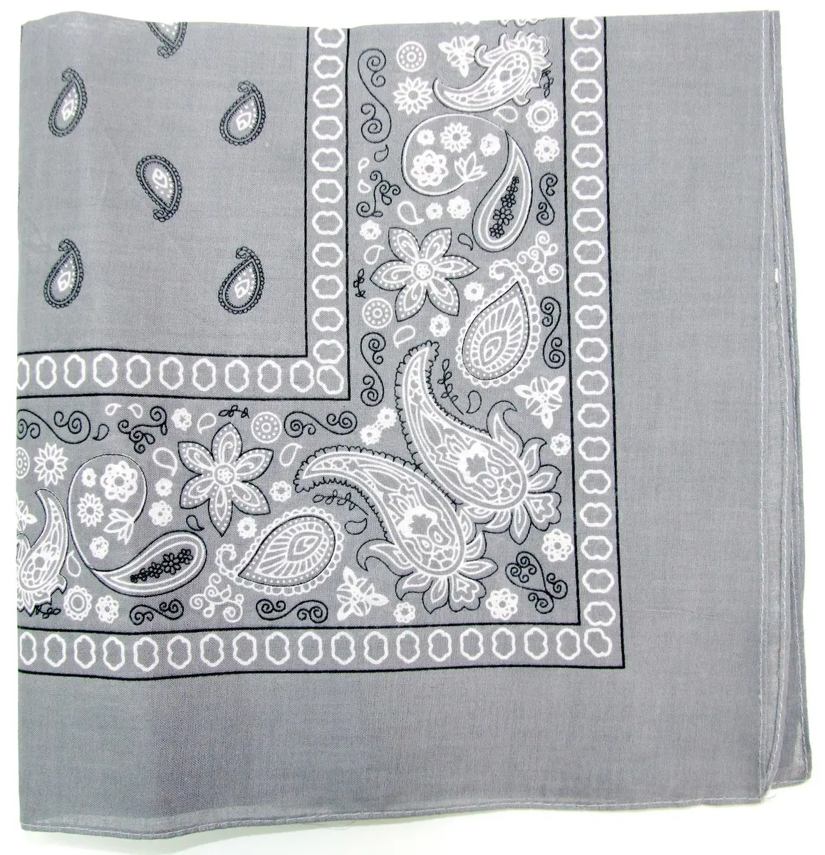 Kaiser Paisley Cotton Bandanas Gray | Double-Sided Printed 22x22 in | Fashionable & Sporty - main product image