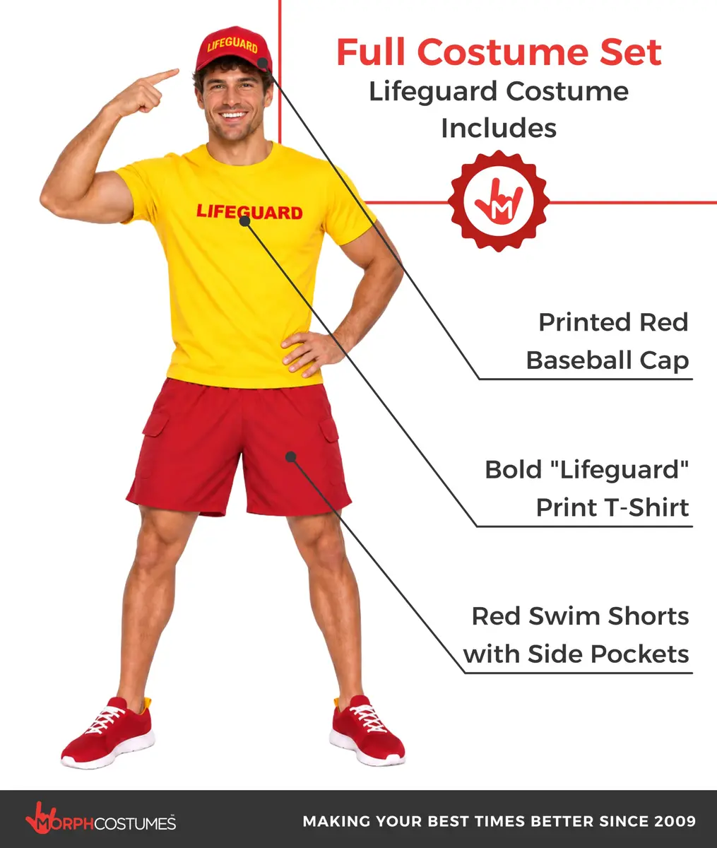 fun shack Lifeguard Costume Men | Complete Beach Rescue Look for Halloween & Parties - view 2