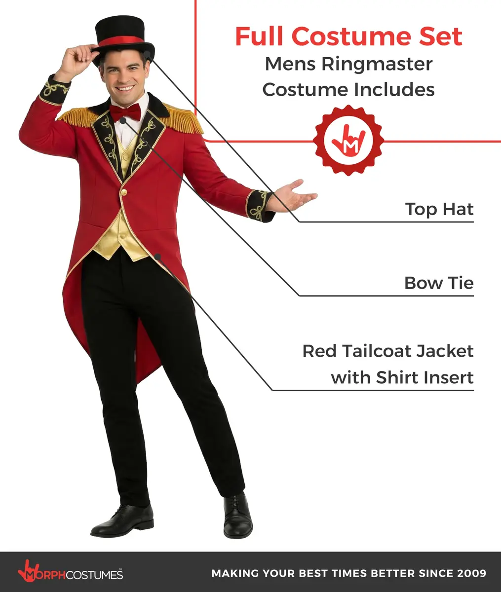 Fun Shack Ringmaster Costume Men, Circus, Halloween Costumes for Men, XL | Complete Circus Look for Adults - view 2