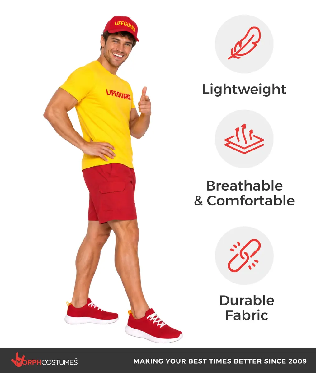 fun shack Lifeguard Costume Men | Complete Beach Rescue Look for Halloween & Parties - view 7