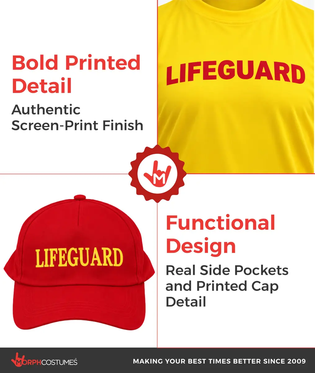 fun shack Lifeguard Costume Men | Complete Beach Rescue Look for Halloween & Parties - view 3