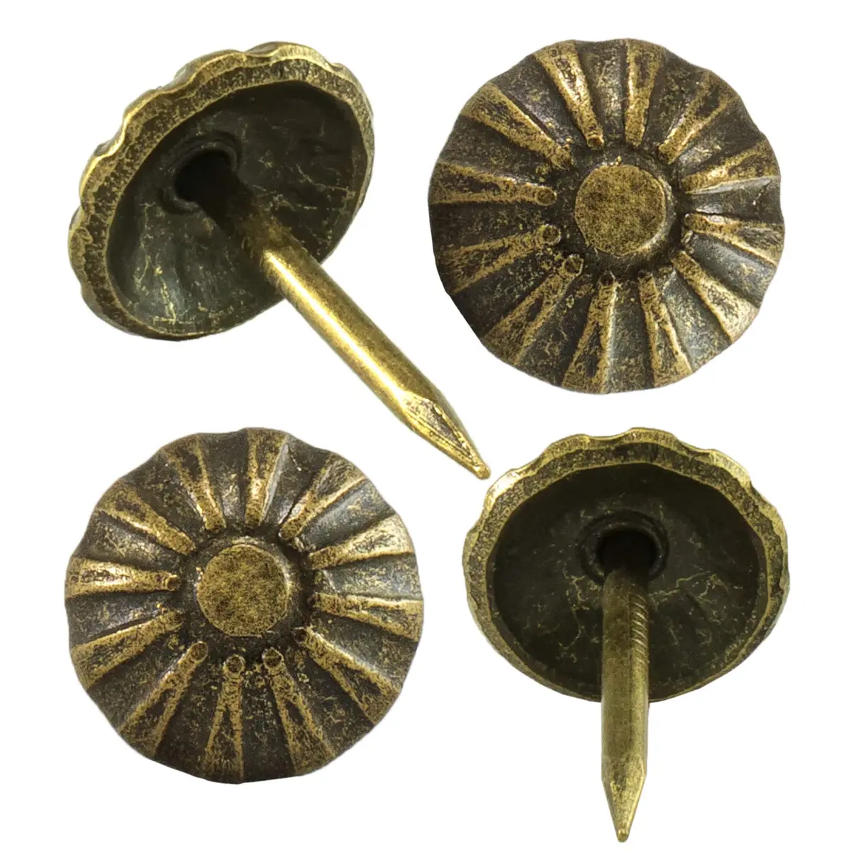 decotacks Heavy Duty Vintage Upholstery Tacks 7/16" Head - Antique Brass 100 Pcs | Durable Furniture Nails - view 3