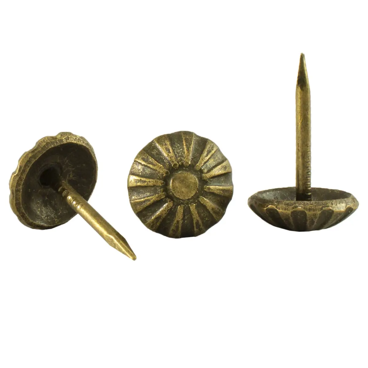 decotacks Heavy Duty Vintage Upholstery Tacks 7/16" Head - Antique Brass 100 Pcs | Durable Furniture Nails - view 4