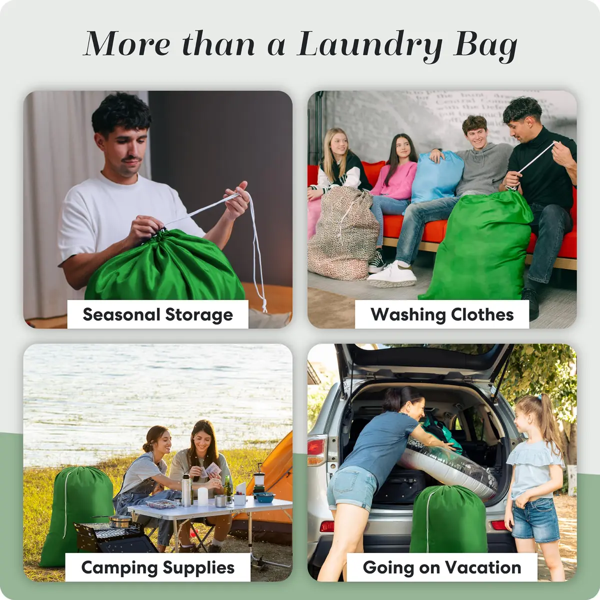 Handy Laundry XL Nylon Laundry Bag 30"x40" | 60 lb Capacity, Green, Heavy-Duty & Machine Washable - view 7
