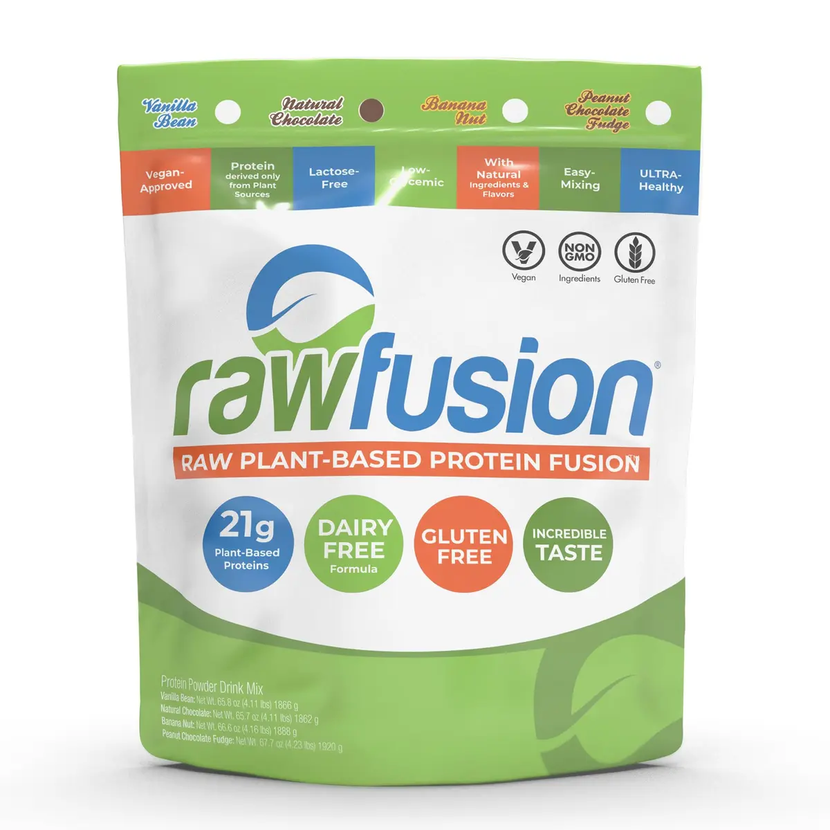 SAN Rawfusion 4.1 Pound Plant Based Protein Powder Natural Chocolate | 21g Vegan, Low Net Carbs, Gluten-Free, Lactose-Free, Soy-Free, Non-GMO - main product image