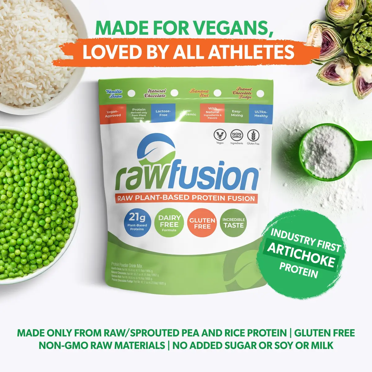 SAN Rawfusion 4.1 Pound Plant Based Protein Powder Natural Chocolate | 21g Vegan, Low Net Carbs, Gluten-Free, Lactose-Free, Soy-Free, Non-GMO - view 5
