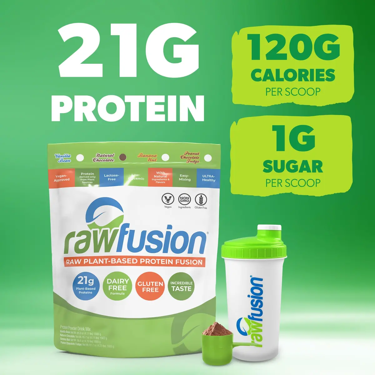 SAN Rawfusion 4.1 Pound Plant Based Protein Powder Natural Chocolate | 21g Vegan, Low Net Carbs, Gluten-Free, Lactose-Free, Soy-Free, Non-GMO - view 3
