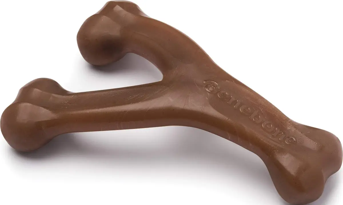 Benebone Peanut Butter Wishbone Chew Toy Medium | Durable Nylon Dog Toy for Super Chewers - main product image