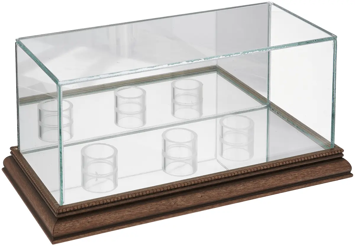 Perfect Cases MLB Triple Baseball Glass Display Case, Walnut | UV Protected Real Glass & Wood Molding - main product image
