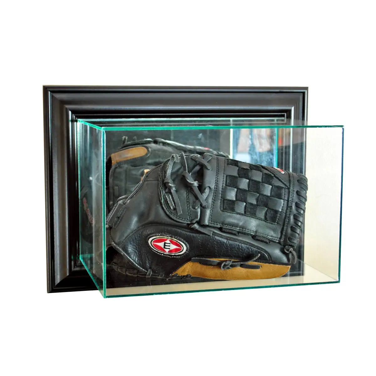 Perfect Cases MLB Wall Mounted Glove Display Case, Black | UV Protected Glass & Real Wood Molding - main product image