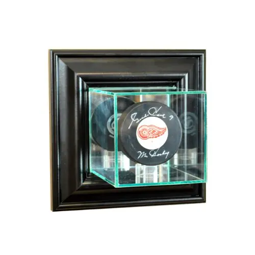 Perfect Cases NHL Wall Mounted Single Puck Glass Display Case, Black | 10.16cm x 10.16cm x 12.7cm (4" x 4" x 5") - main product image