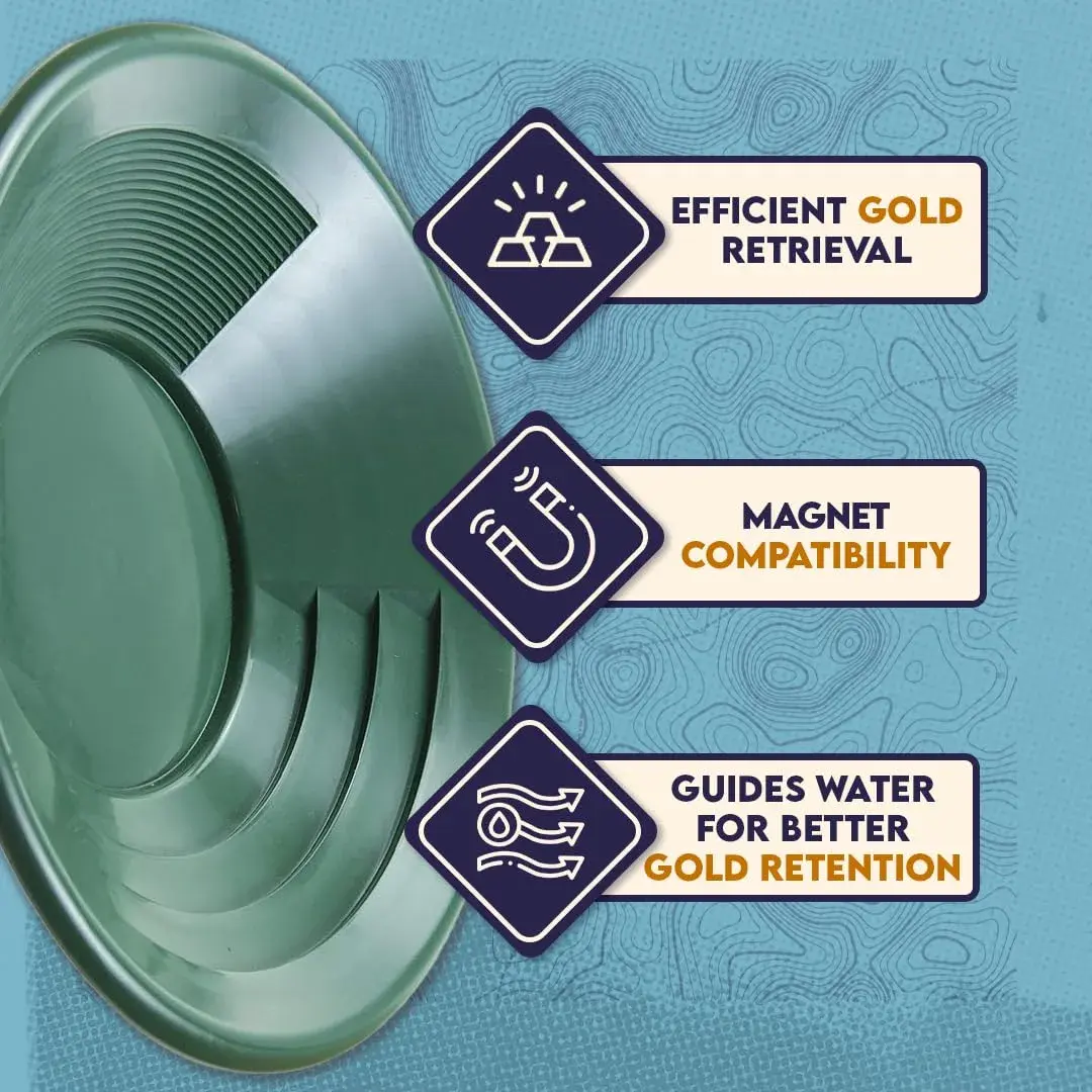 SE 12 Inch Plastic Gold Panning Pan with Dual Riffles | Lightweight & Durable for Prospecting - view 5