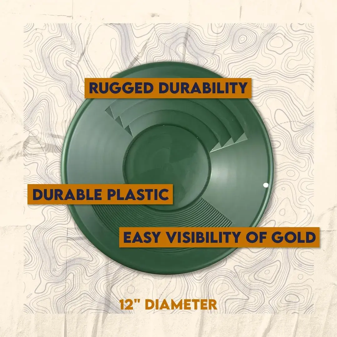 SE 12 Inch Plastic Gold Panning Pan with Dual Riffles | Lightweight & Durable for Prospecting - view 2