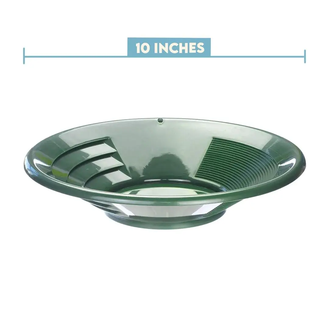 SE 10" Green Plastic Gold Pan with Dual Riffles | Lightweight & Effective Gold Trapping - view 6