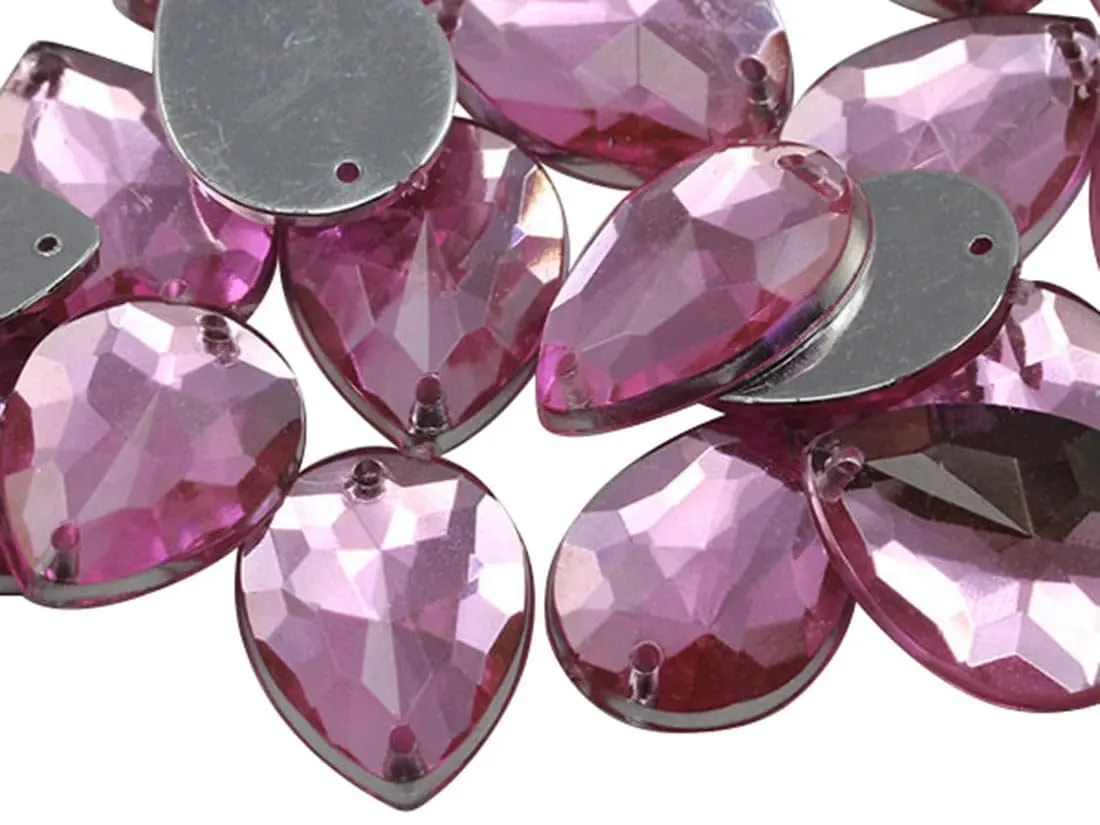 Allstarco 18x13mm Light Pink Teardrop Sew-On Gems | Acrylic Beads for Crafts & Costumes - main product image