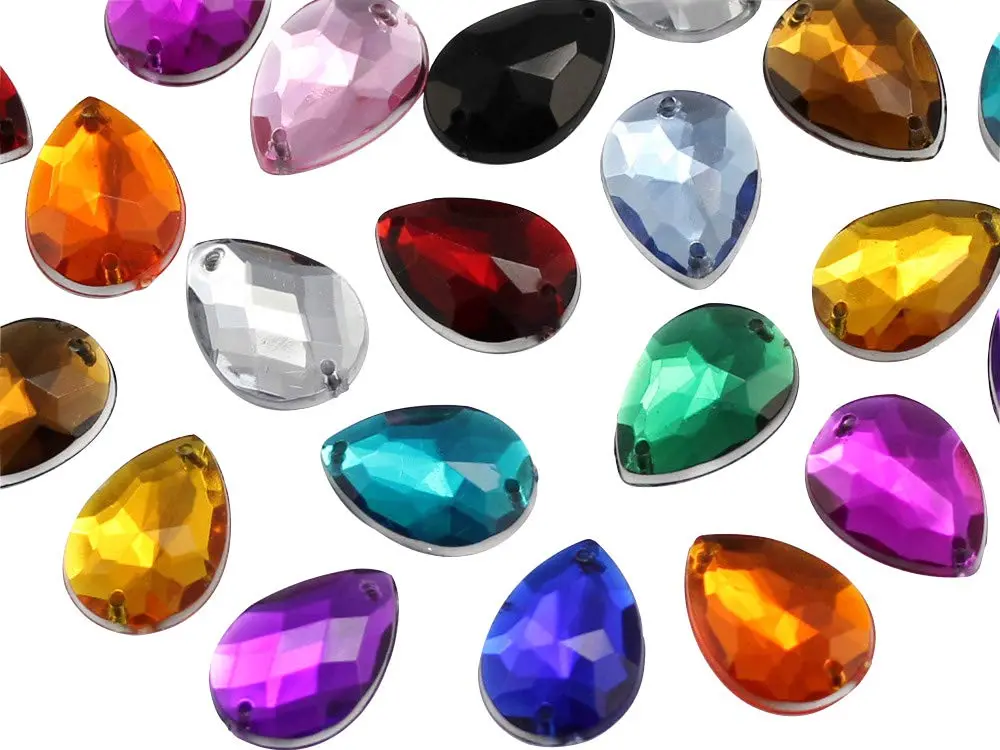 Allstarco 18x13mm Red Ruby Teardrop Sew-On Gems | 50 PCS for Garments & Costumes - view 2