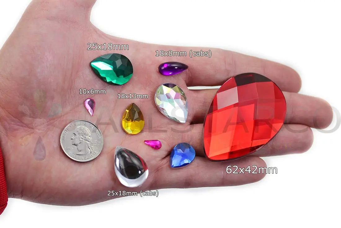 Allstarco 18x13mm Red Ruby Teardrop Sew-On Gems | 50 PCS for Garments & Costumes - view 3