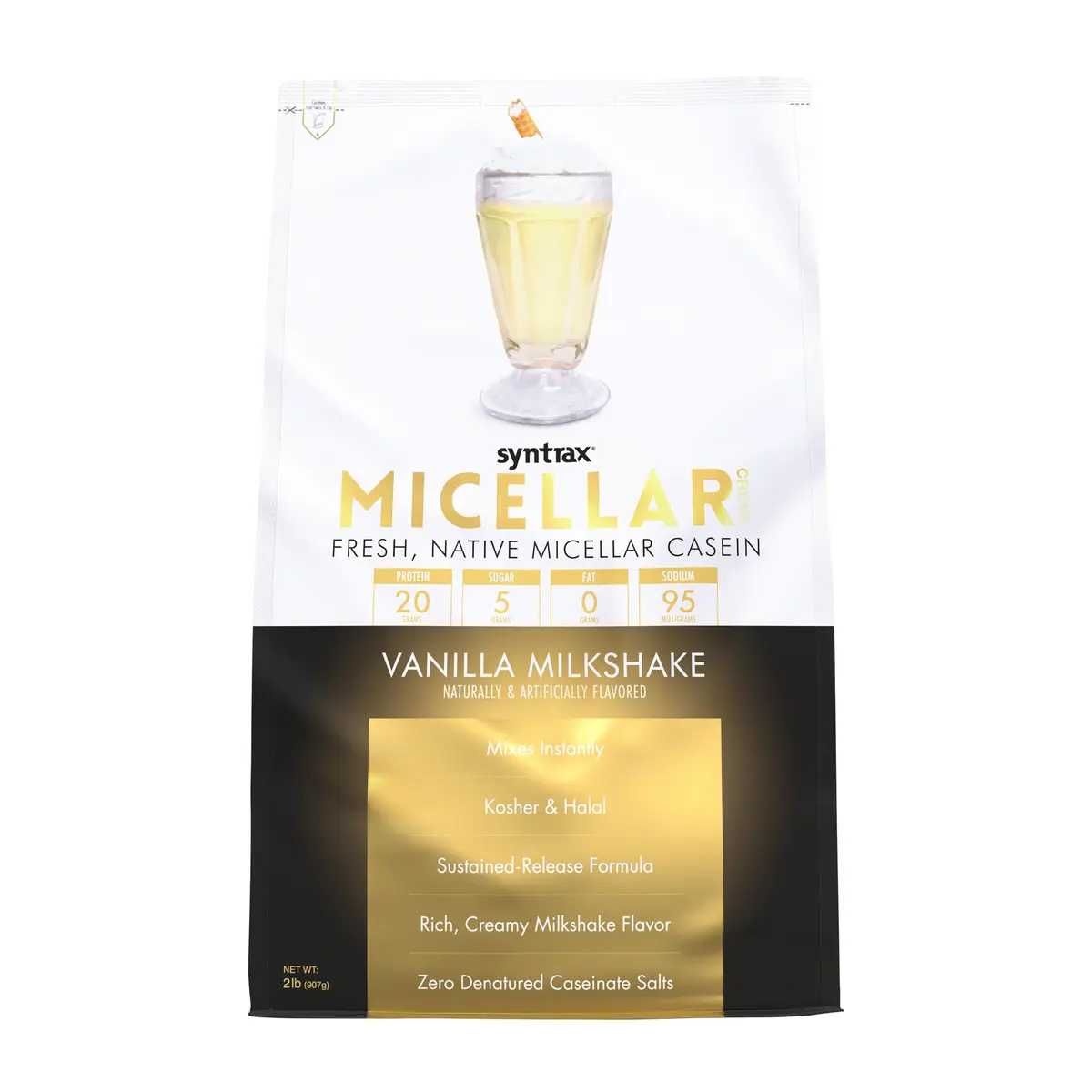 Syntrax Micellar Creme Vanilla Milkshake 2 lbs. Native Micellar Casein | Pure, Creamy, Instant Mix for Recovery - main product image