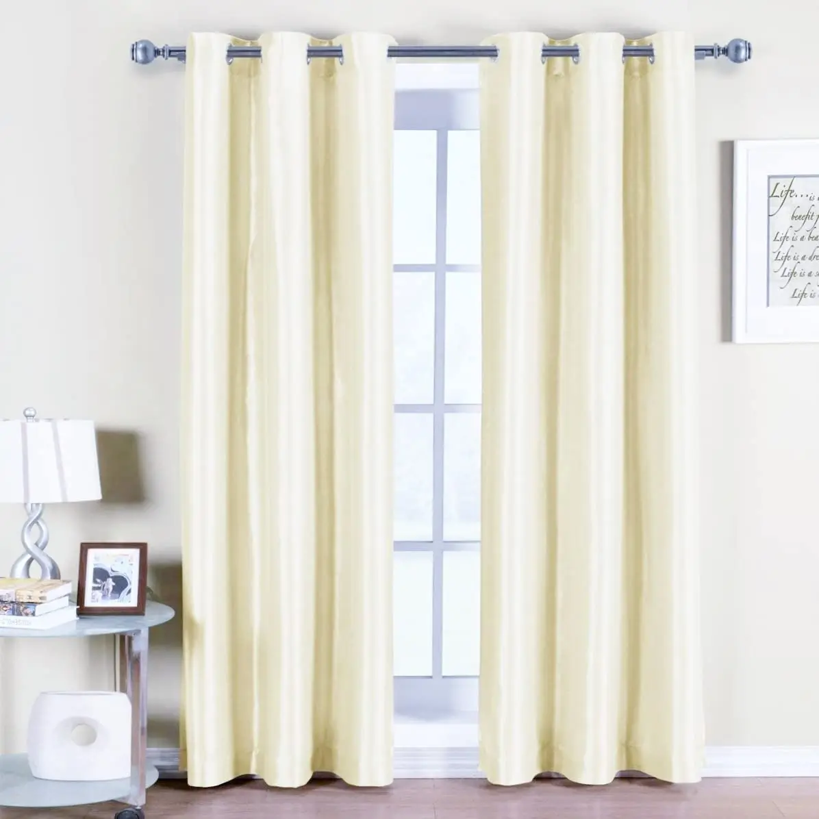 Royal Hotel Soho Blackout Curtains, 42 x 84, 2 Panels, Ivory | Elegant Faux Silk, Room Darkening & Insulation - main product image