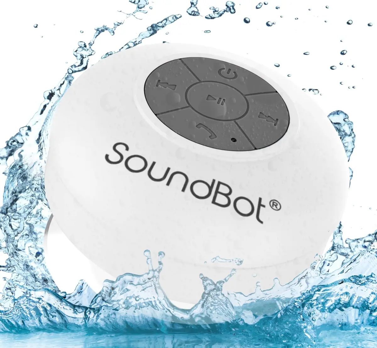 Soundbot SB510 Water-Resistant Bluetooth Shower Speaker | 6hrs Playtime, Suction Cup, White - main product image