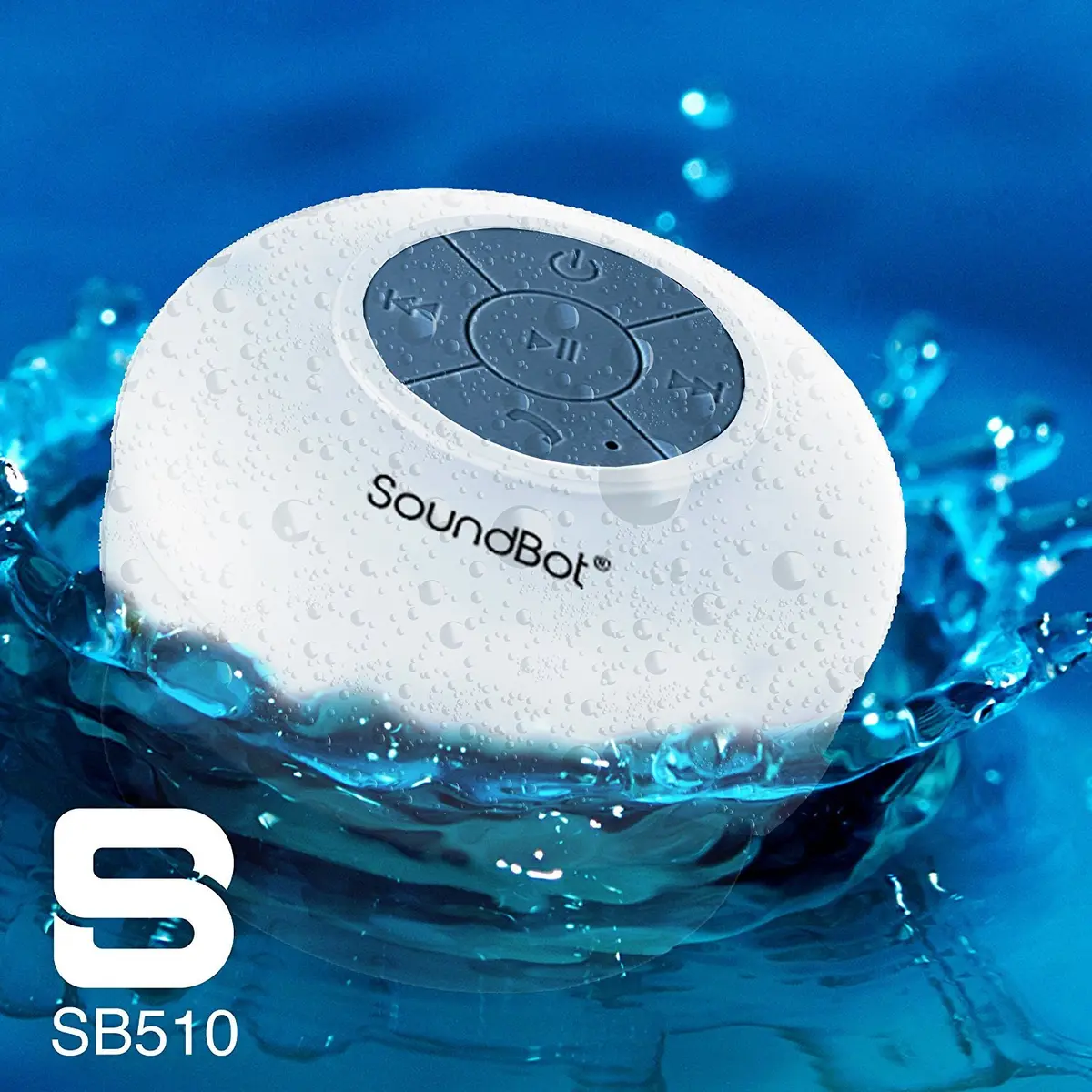 Soundbot SB510 Water-Resistant Bluetooth Shower Speaker | 6hrs Playtime, Suction Cup, White - view 5