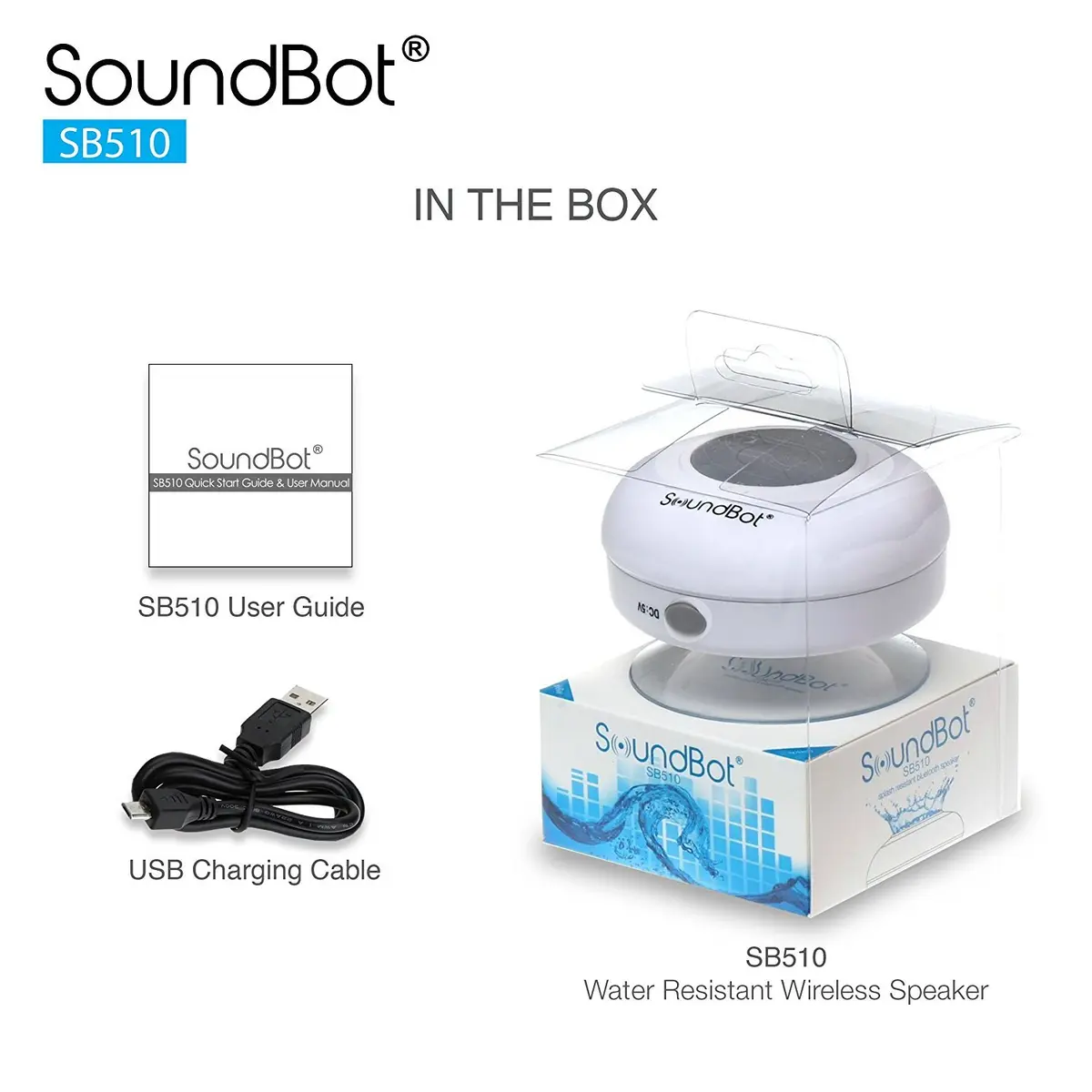 Soundbot SB510 Water-Resistant Bluetooth Shower Speaker | 6hrs Playtime, Suction Cup, White - view 7