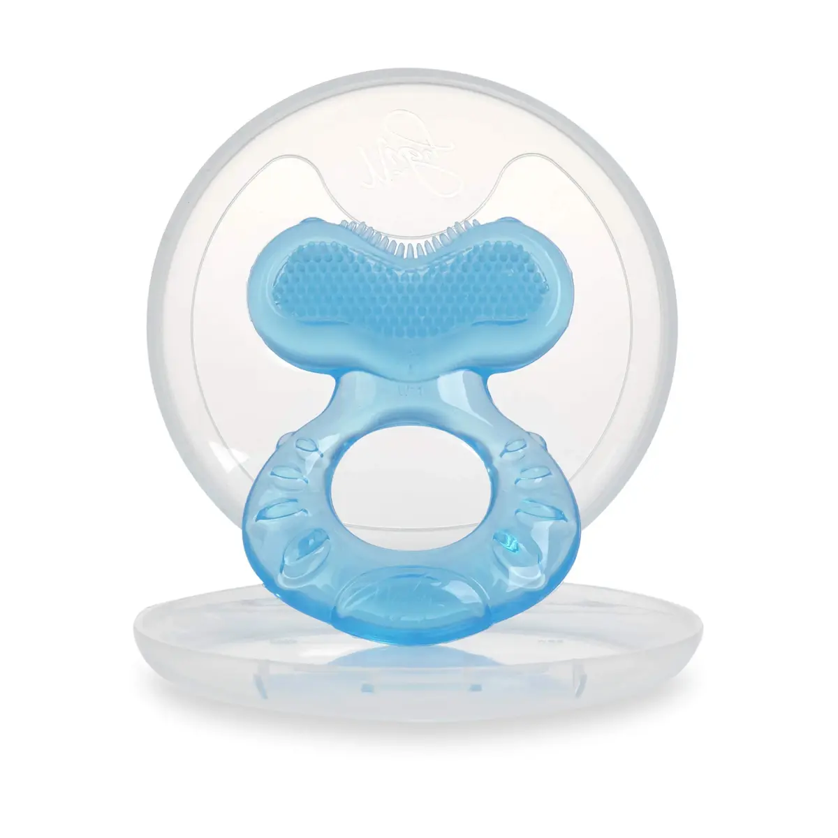 Nuby Silicone Teethe-EEZ Teether with Bristles & Hygienic Case, Blue (3+ Months) - view 2