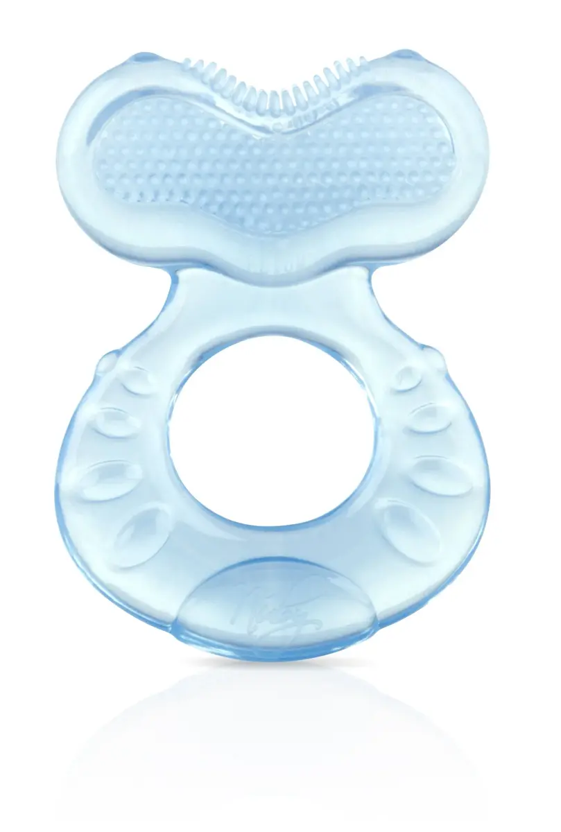 Nuby Silicone Teethe-EEZ Teether with Bristles & Hygienic Case, Blue (3+ Months) - view 3