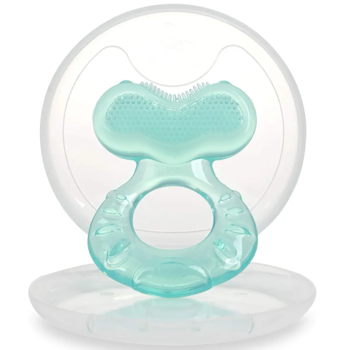 Nuby Teethe-EEZ Baby Teether with Soothing Bristles & Travel Case, Aqua | BPA-Free Silicone Teether for Babies 3+ Months - view 4