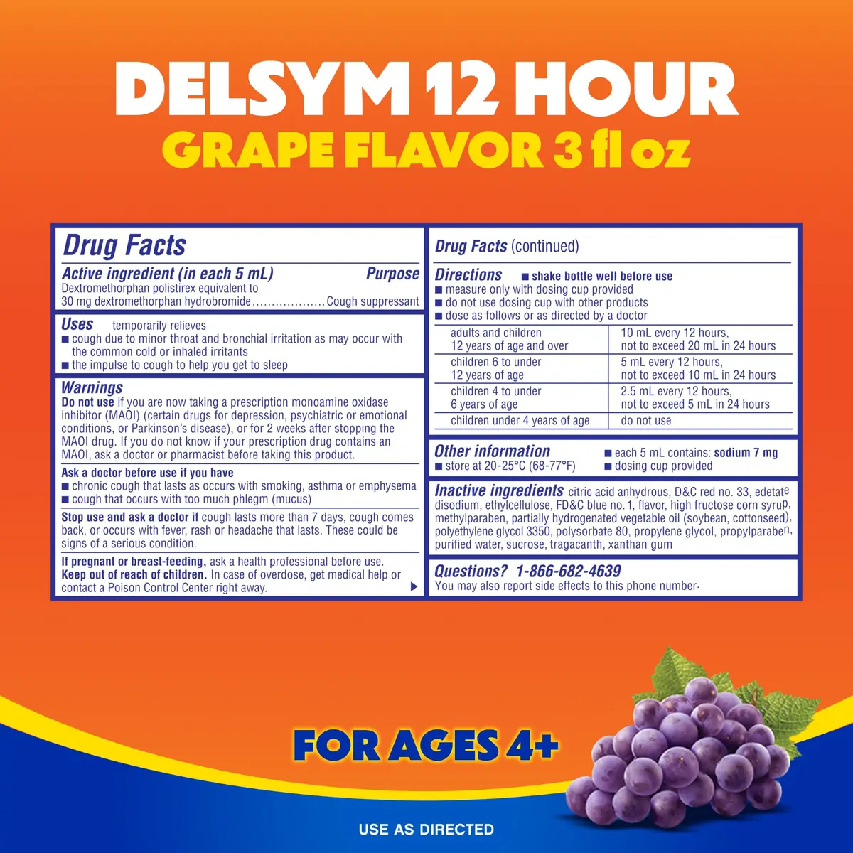 Delsym 12 Hour Cough Medicine for Adults | Powerful Relief with Extended-Release Dextromethorphan, Grape Flavor, 3 Fl Oz - view 5