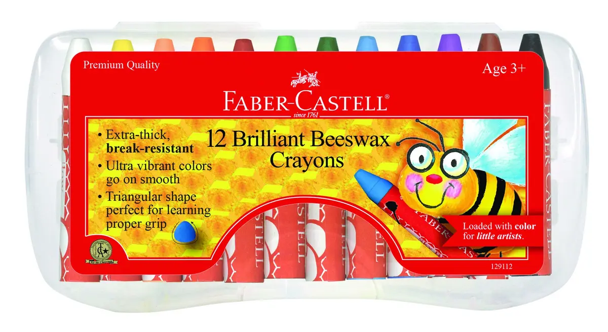Faber-Castell Beeswax Jumbo Triangle Crayons 12 Count | Non-Toxic Art Supplies for Kids Ages 3+ - main product image