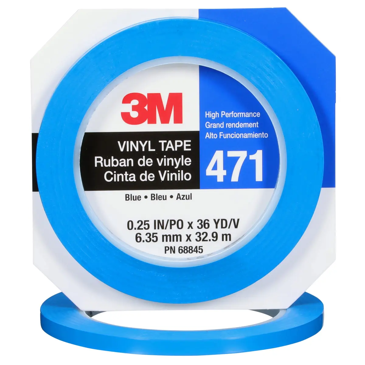 3M Vinyl Tape 471, Blue, 1/4 in x 36 yd | Long-lasting floor & safety marking - main product image