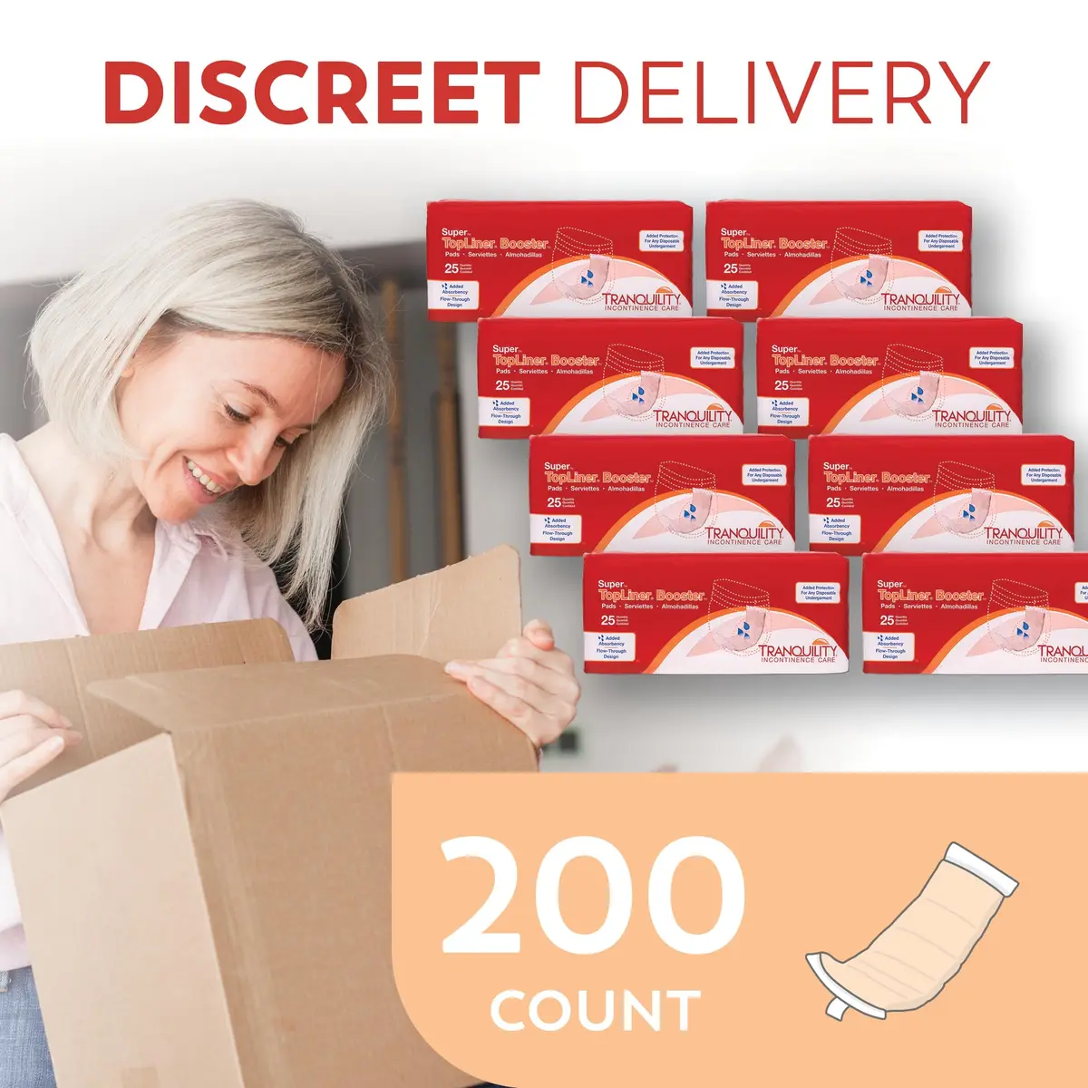 Tranquility TopLiner Booster Pads Super 15" x 4.25" (25 Count, 14.2 oz) | Flow-Through Design for Added Absorbency - view 6