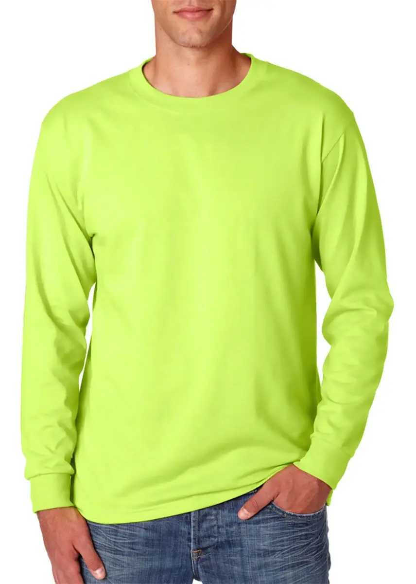 Jerzees Dri-Power 50/50 Cotton-Poly Long Sleeve T-Shirt Safety Green | Regular Fit, CPSIA Compliant (70-120 chars) - main product image