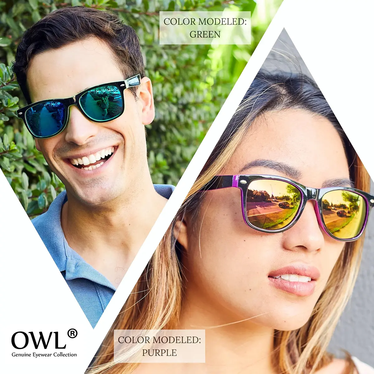 OWL New 2014 Womens Mens Vintage Two-Tone Sunglasses (Purple Mirror Lens) | UV400 Reflective - view 5