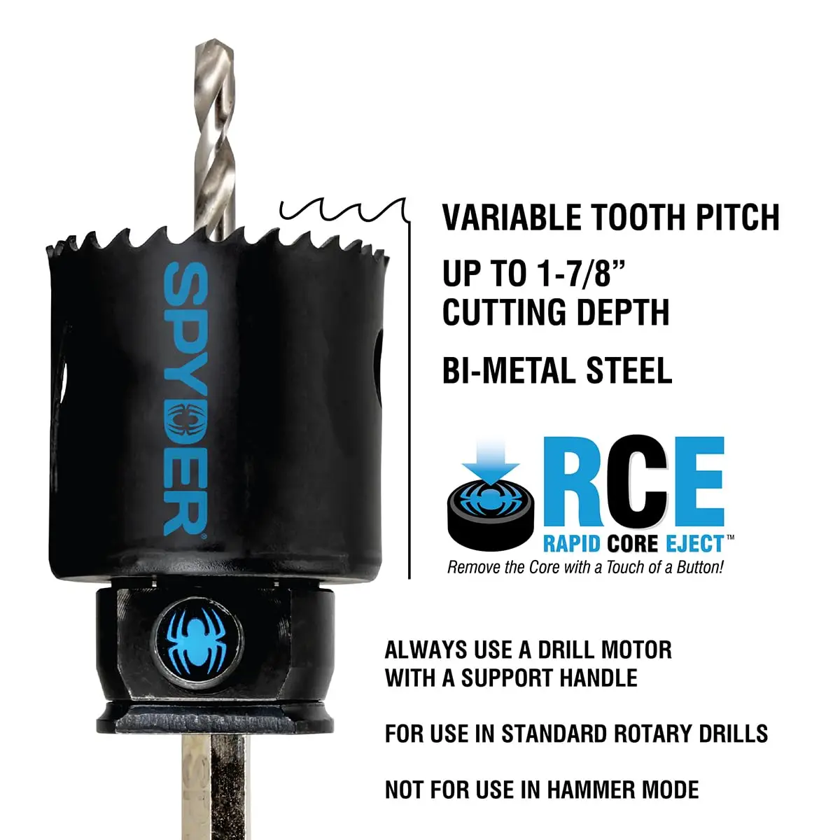 Spyder 600066 Rapid Core Eject Hole Saw, 1-Inch | Bi-metal Steel, Fast & Easy Cutting - view 4