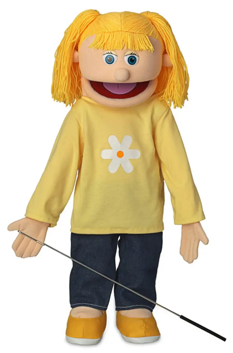 Silly Puppets Katie Peach Girl Full Body Ventriloquist Style Puppet 63.5cm (25 Inches) | Movable Mouth & Control Rod - main product image
