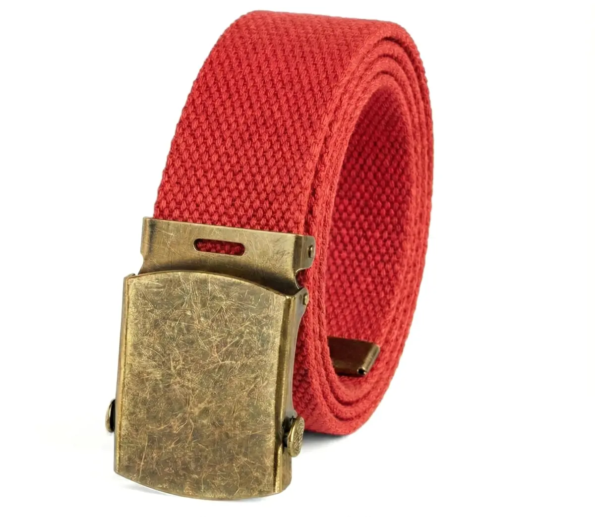 BC Belts Canvas Web Belt Military Style with Antique Brass Buckle 54" | Adjustable Casual Belt for Men & Teens - main product image