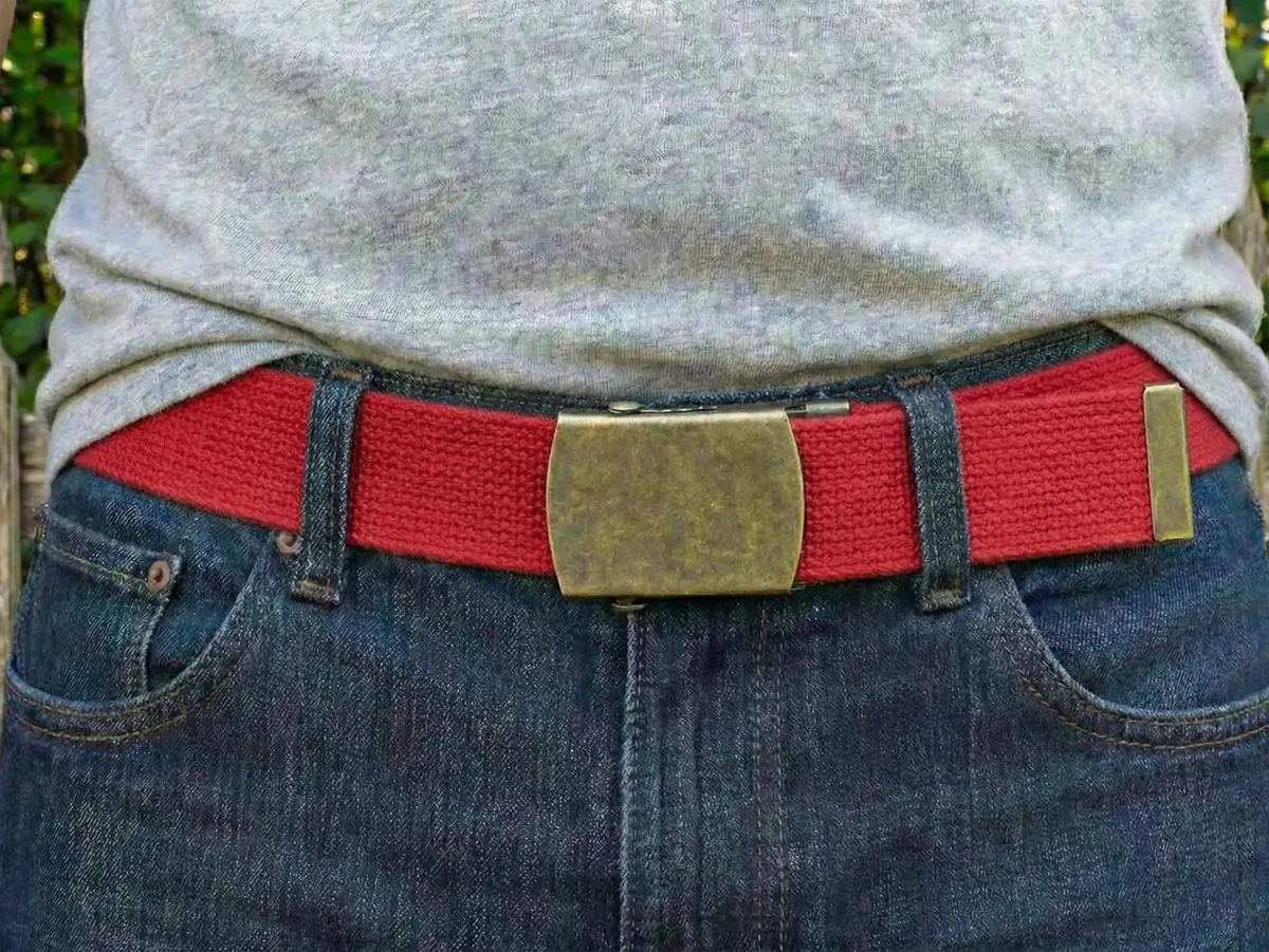 BC Belts Canvas Web Belt Military Style with Antique Brass Buckle 54" | Adjustable Casual Belt for Men & Teens - view 2